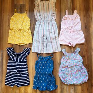 Girls 2T Romper Lot - 6 Toddler Spring Summer Jumpsuits Gymboree Carters